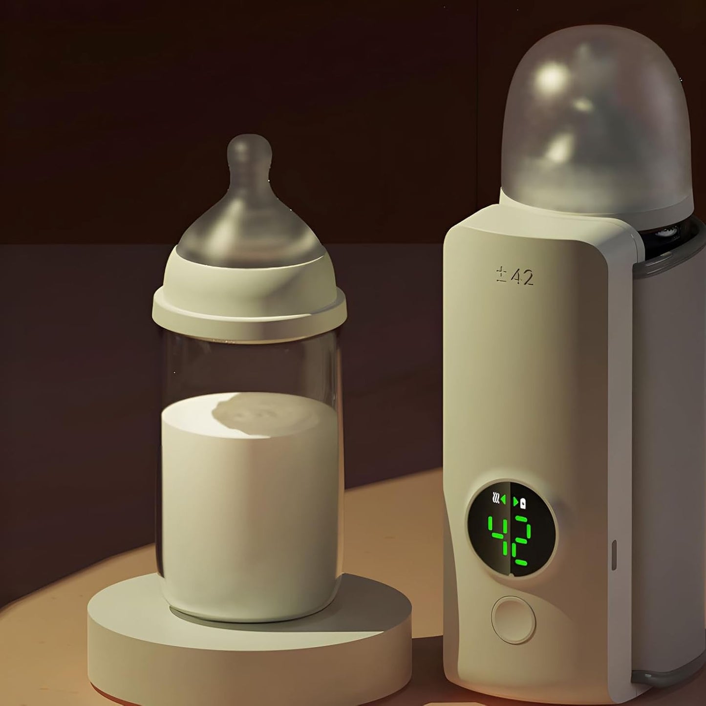 Portable Bottle Warmer for Travel, Rapid Warming with Battery-Powered Temperature Display