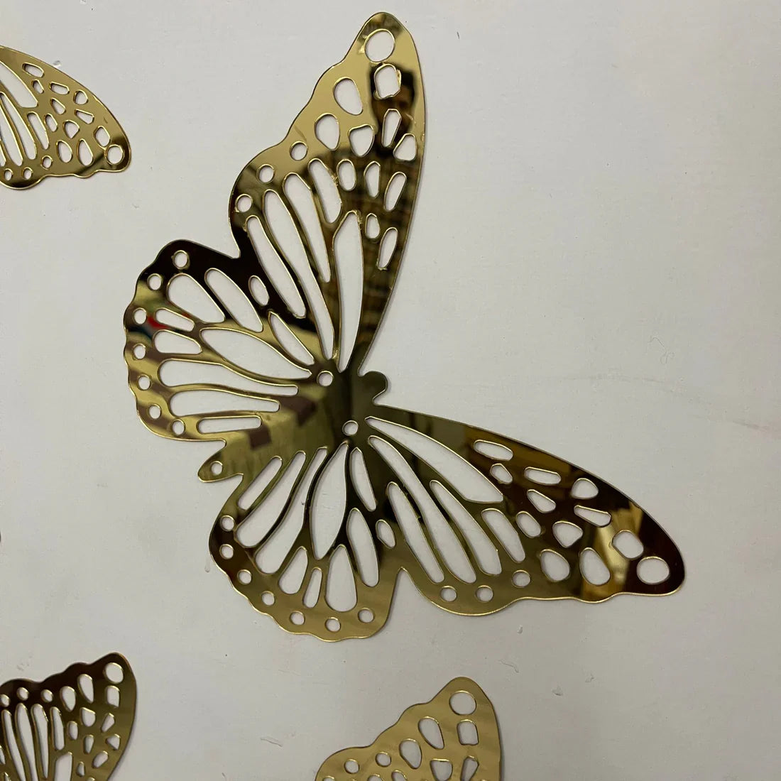 10 Pcs Wall Acrylic Butterfly Sticker (Silver) Size 3x3 Inch