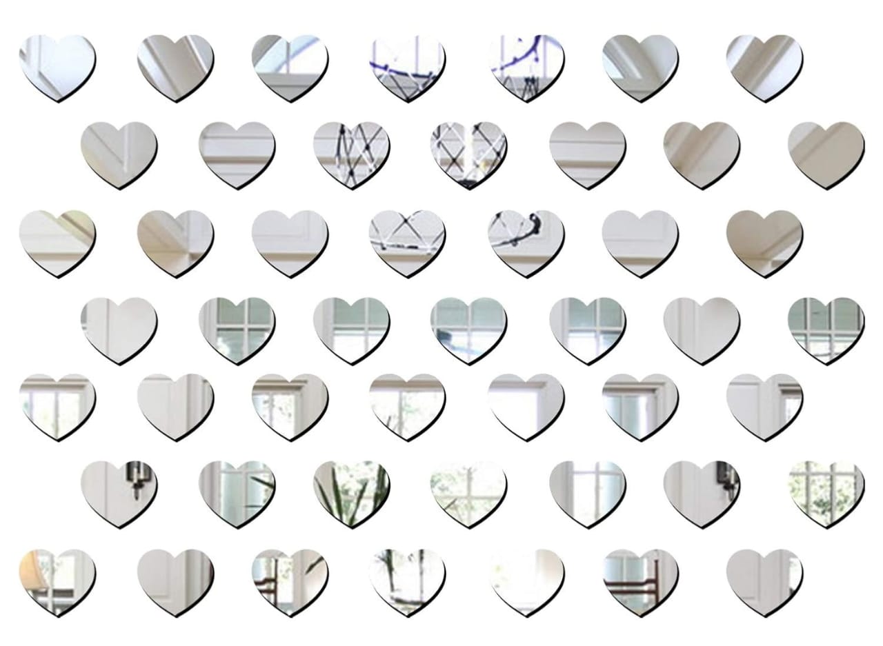 Heart Shape Acrylic Mirror Wall Sticker ( Approx 100 PCS)