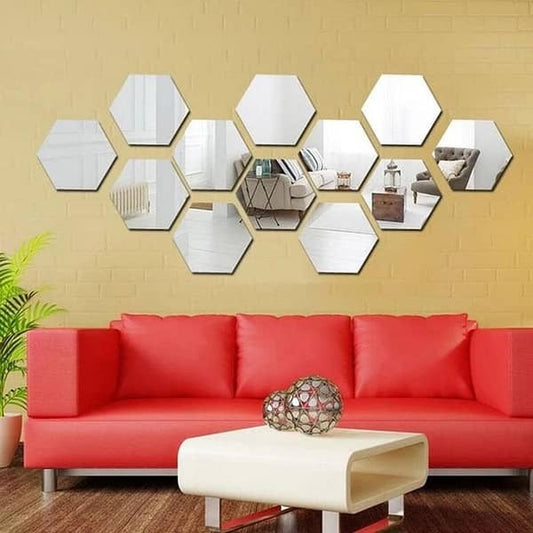 10PCs Hexagon Wall Mirror Sticker (4x4 inch)