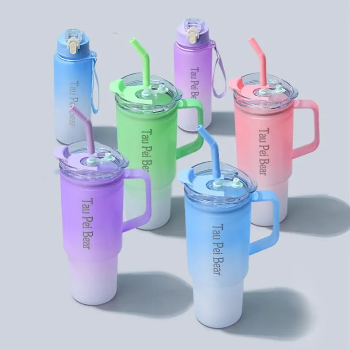 3-Pack Tumbler Bottles with Lids and Straws