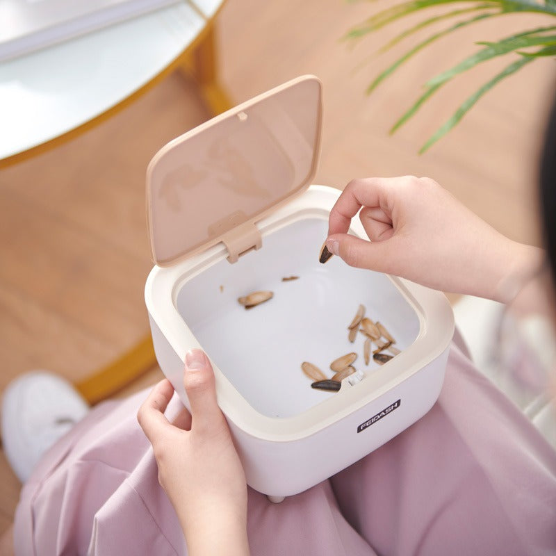 Desktop Trash Bin with Push Open Lid