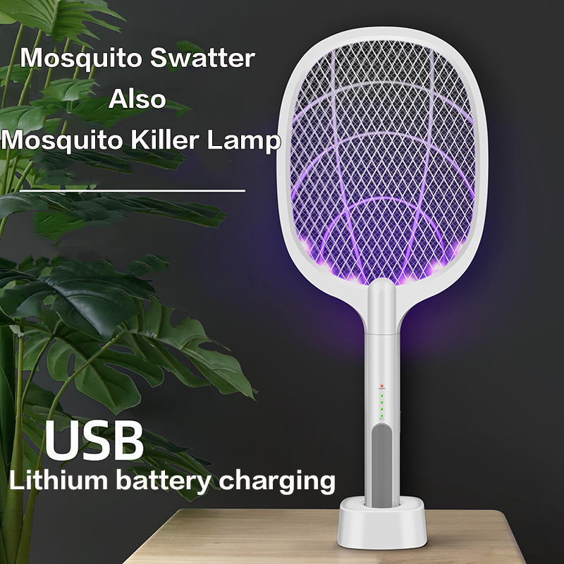 2 In 1 Electric Portable Mosquito Swatter Racket USB Rechargeable