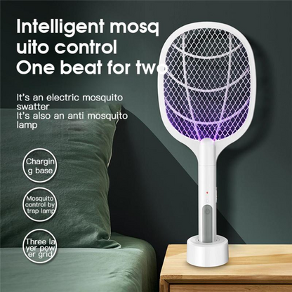 2 In 1 Electric Portable Mosquito Swatter Racket USB Rechargeable