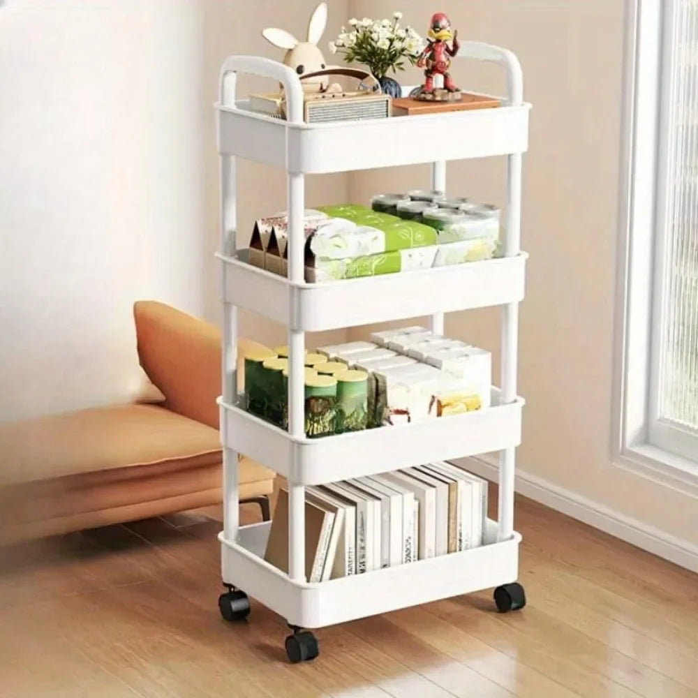 4 Tier MultiFunctional Storage Shelf with Rolling Wheels