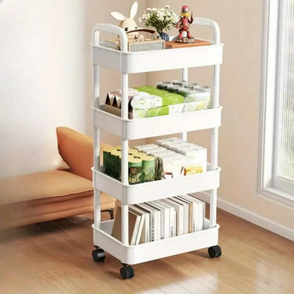 4 Tier MultiFunctional Storage Shelf with Rolling Wheels