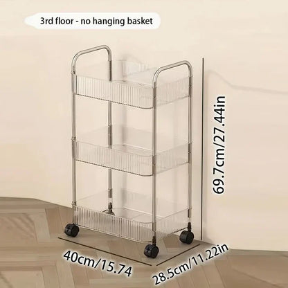 Sleek Multi-Functional Acrylic Storage Cart with Lockable Wheels