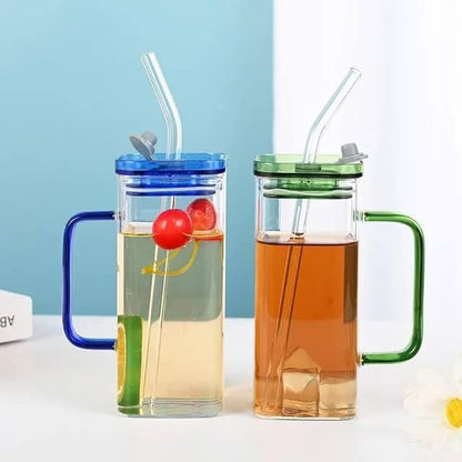 Sipper Glass with Colorful Lid