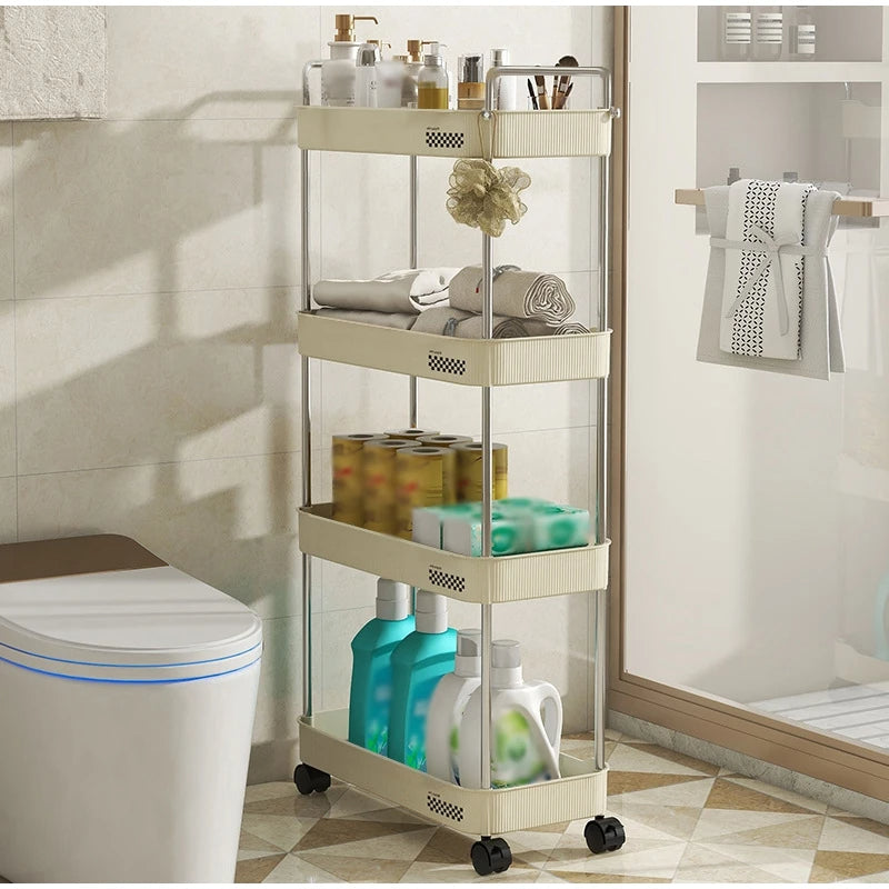 4 Tier MultiFunctional Storage Shelf with Rolling Wheels