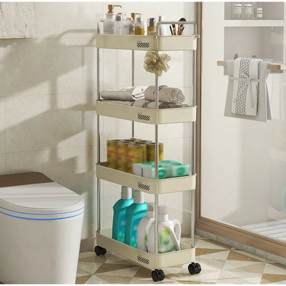 4 Tier MultiFunctional Storage Shelf with Rolling Wheels