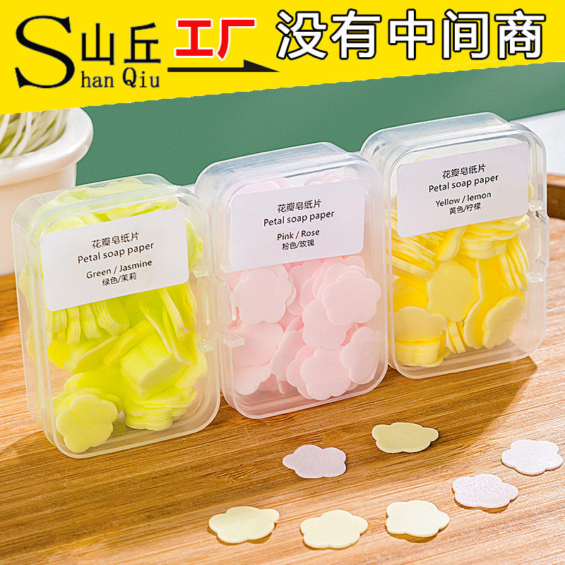 Portable Petal Soap Paper Hand Face Cleansing