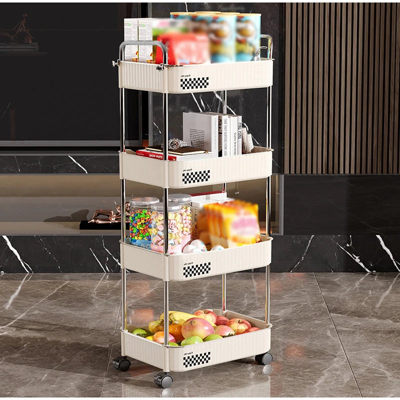 4 Tier MultiFunctional Storage Shelf with Rolling Wheels