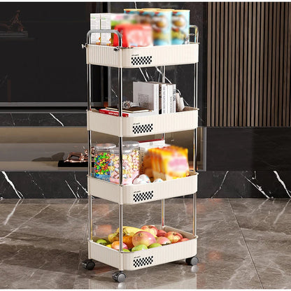 4 Tier MultiFunctional Storage Shelf with Rolling Wheels