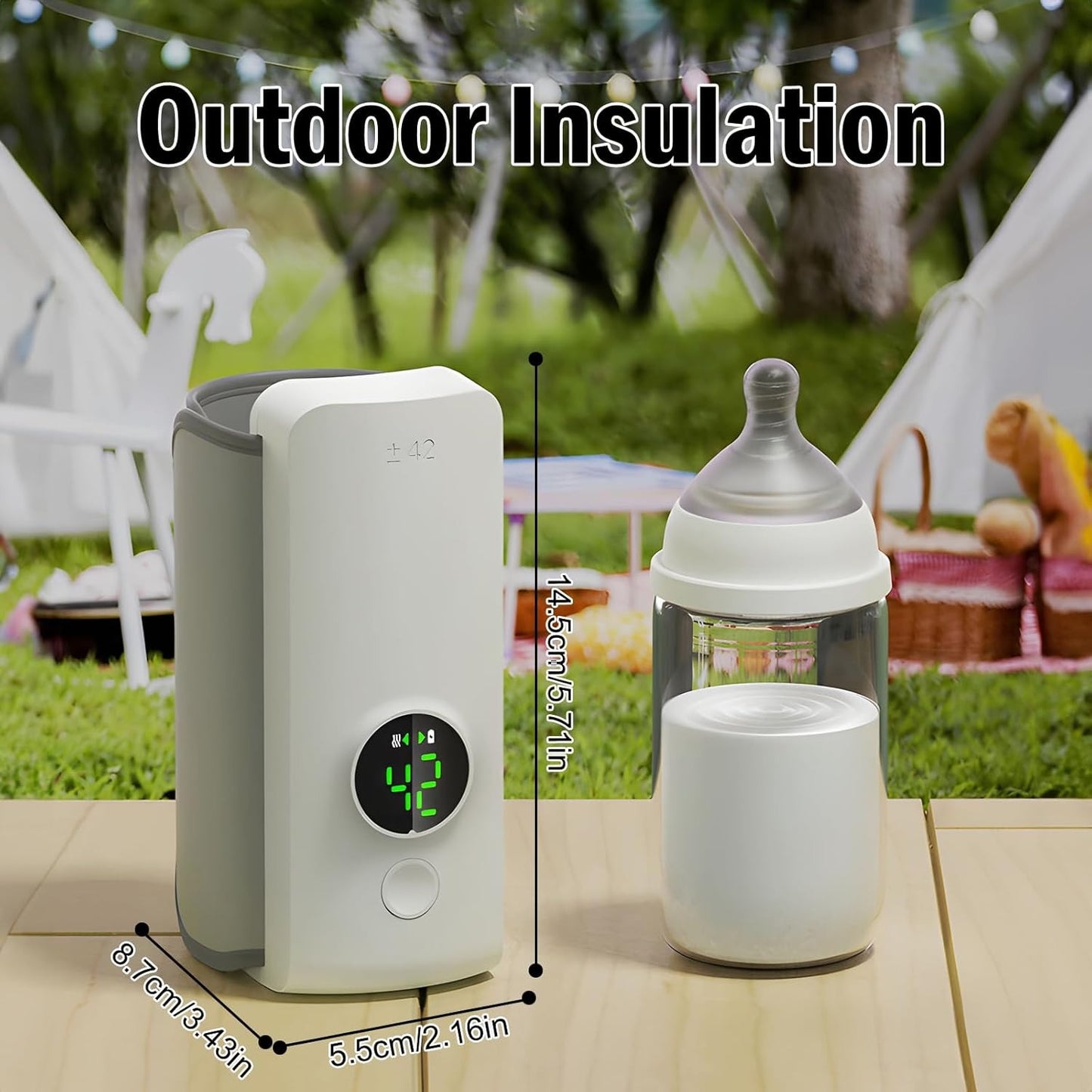 Portable Bottle Warmer for Travel, Rapid Warming with Battery-Powered Temperature Display