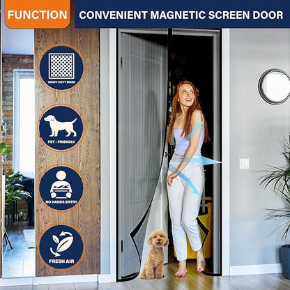 Magnetic Screen Door Net  (78 Inch x42 Inch)