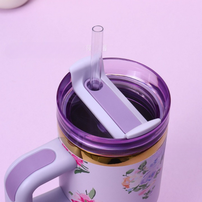 Stainless Steel Floral Design Tumbler