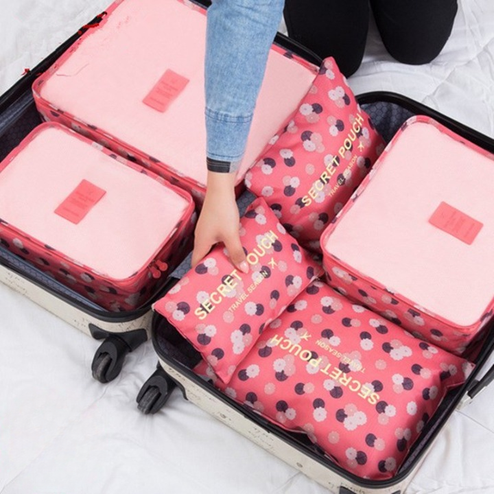 6pcs/Set Printed Travel Storage Bag Organization