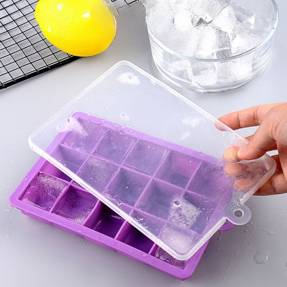 15 Grid Silicone Ice Tray With Lid