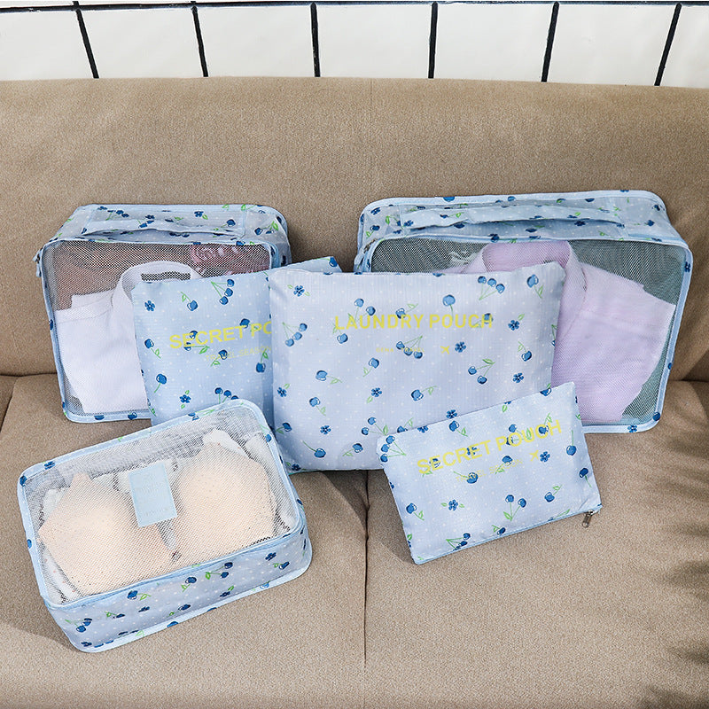 6pcs/Set Printed Travel Storage Bag Organization