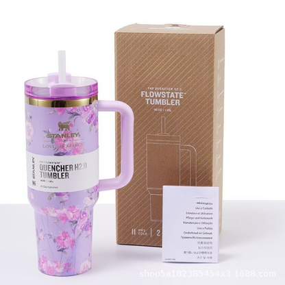 Stainless Steel Floral Design Tumbler