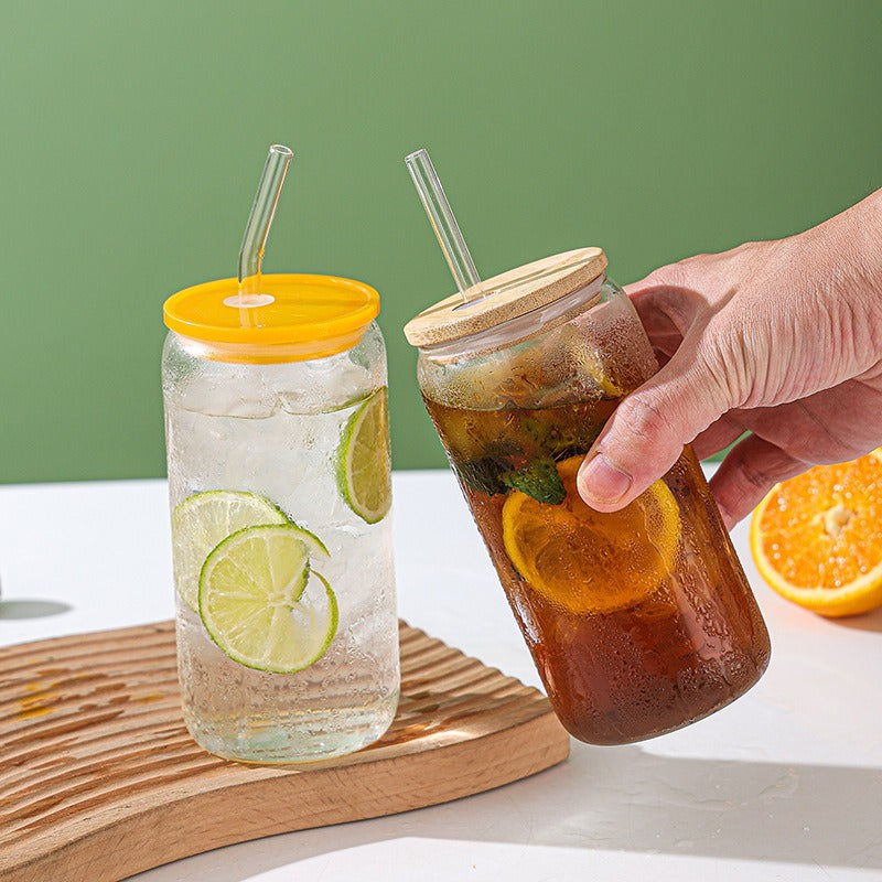 Air Tight Glass Straw Juice Jar