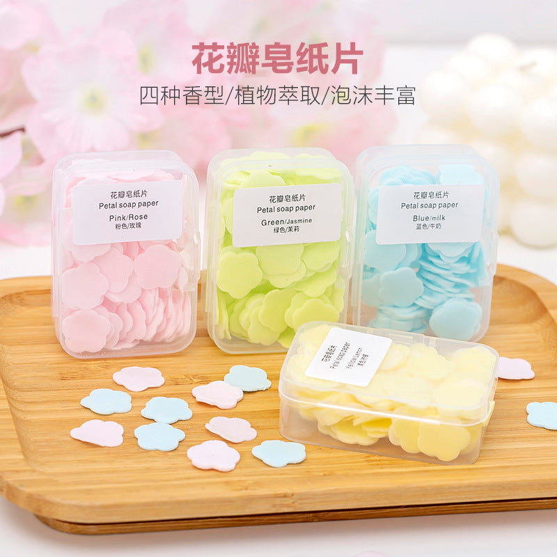 Portable Petal Soap Paper Hand Face Cleansing