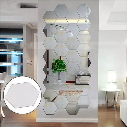 10 Pcs Acrylic Hexagon wall decor Mirror Sticker (Size 3x3 Inch)