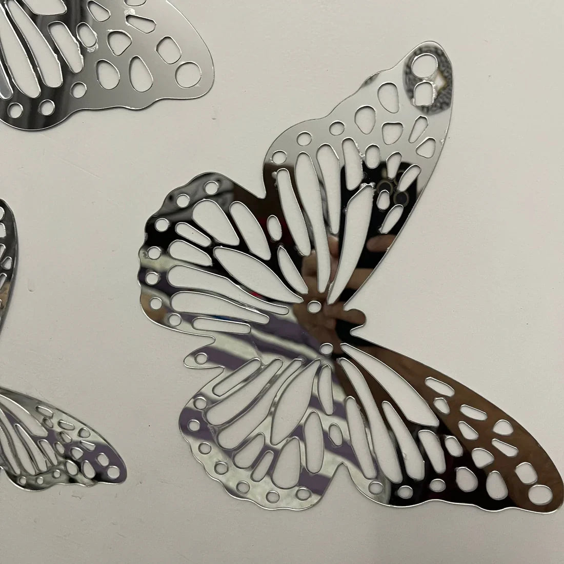 10 Pcs  Wall Acrylic Butterfly Sticker (Silver) Size 3x3 Inch
