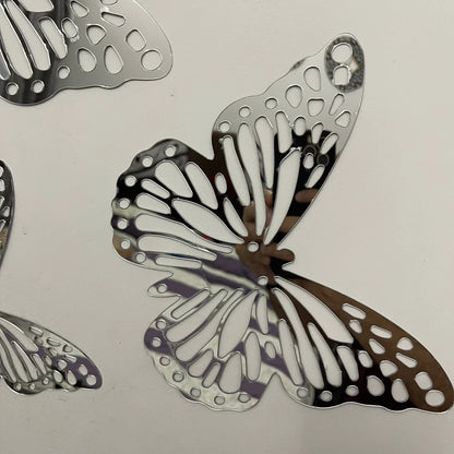 10 Pcs  Wall Acrylic Butterfly Sticker (Silver) Size 3x3 Inch