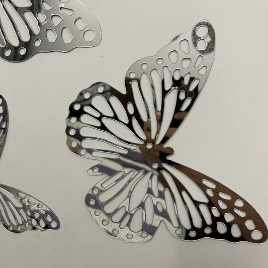 10 Pcs  Wall Acrylic Butterfly Sticker (Silver) Size 3x3 Inch