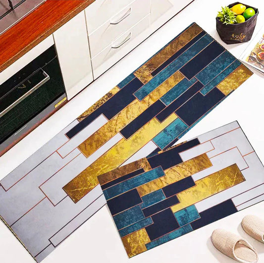 Set Of 2 Kitchen Floor Mat (Random Designs)