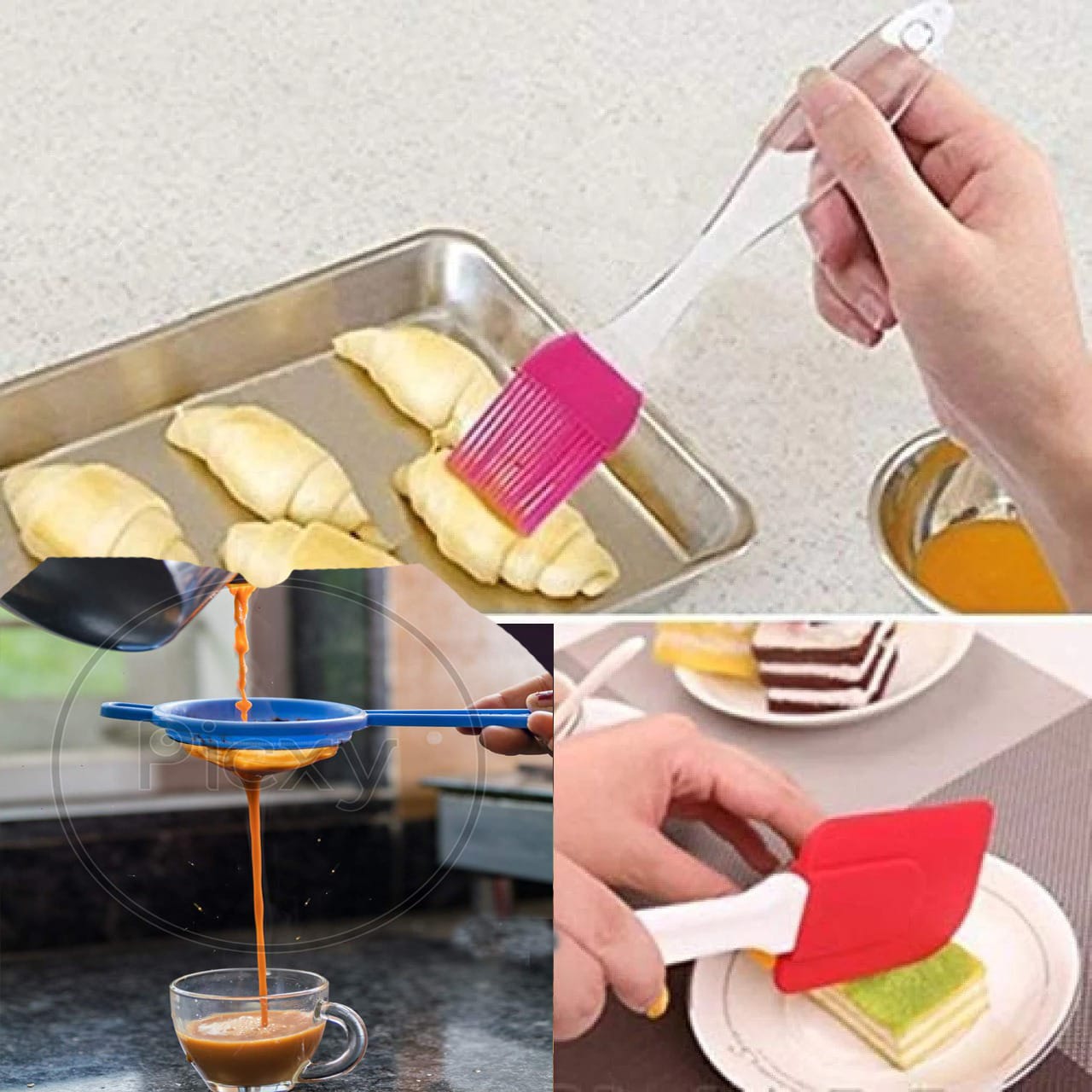 Silicone Spatula & BBQ Brush With Tea strainer  (Deal 3)