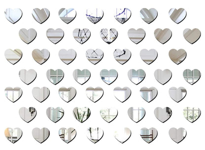 Heart Shape Acrylic Mirror Wall Sticker ( Approx 100 PCS)