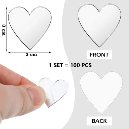 Heart Shape Acrylic Mirror Wall Sticker ( Approx 100 PCS)