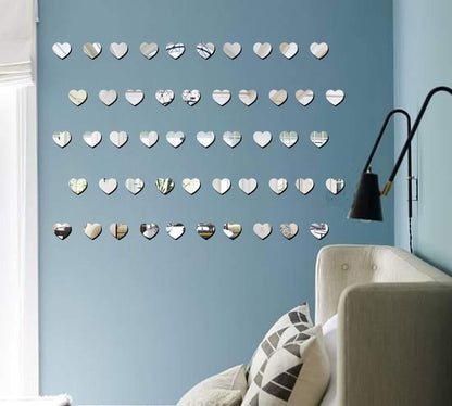 Heart Shape Acrylic Mirror Wall Sticker ( Approx 100 PCS)