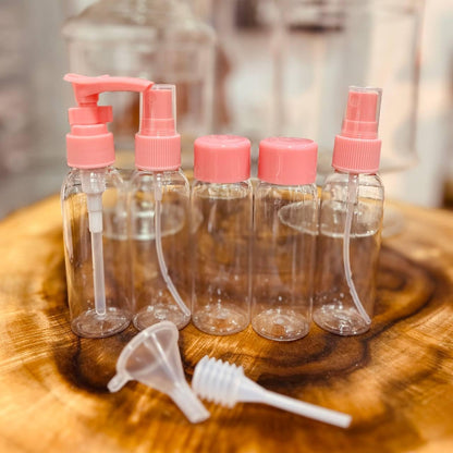 5 Empty Refillable Mini Plastic Bottles