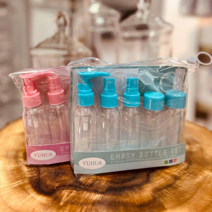 5 Empty Refillable Mini Plastic Bottles