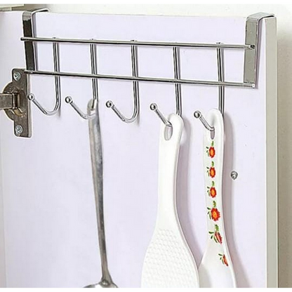Stainless Steel Kitchen Bathroom 5 Hook Door Hanger.