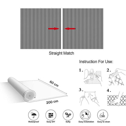 Wood Texture Wall Sheet (Grey+Black) 60x200 CM