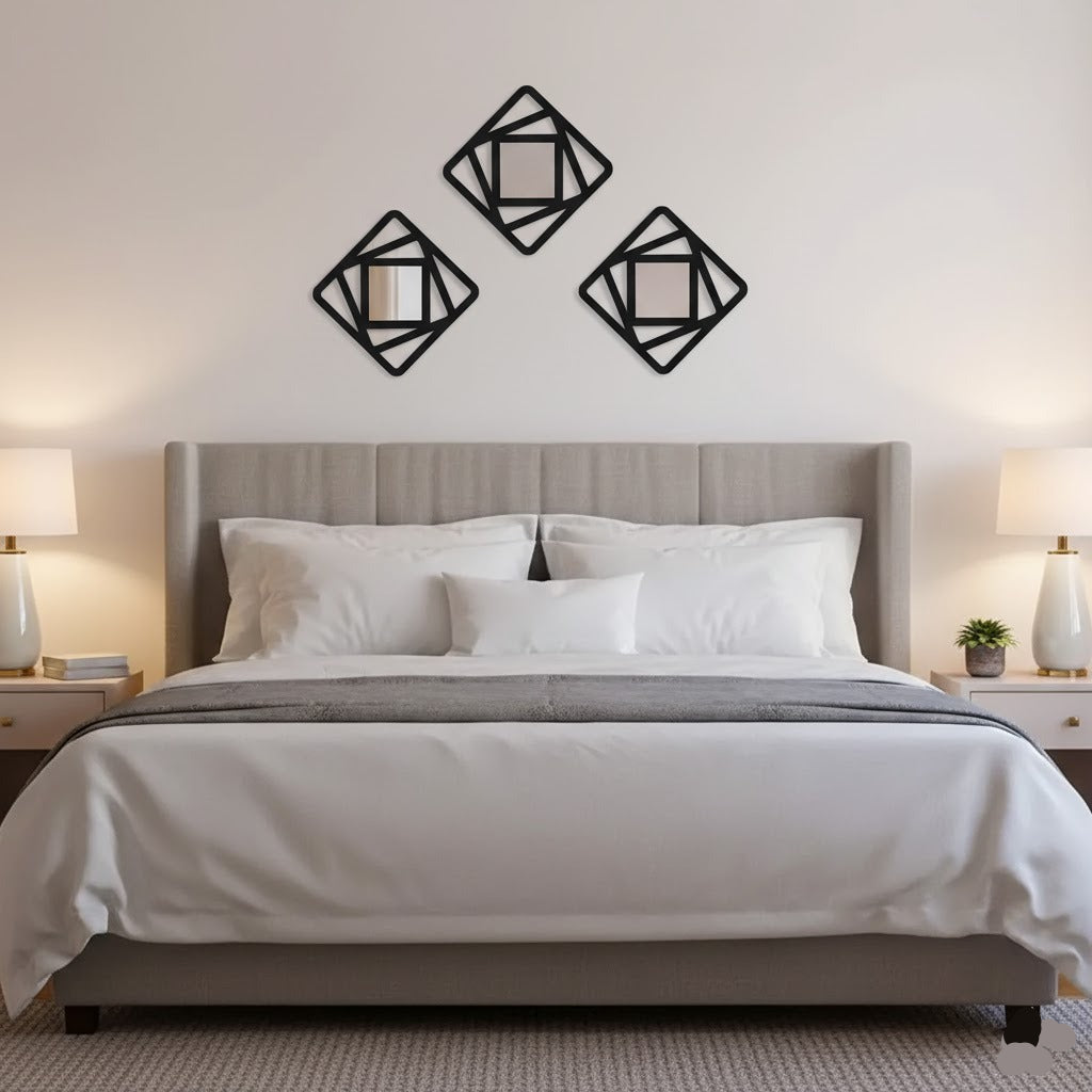 3PCs Hexagon Shape Wall Mirror (6x6 inch)