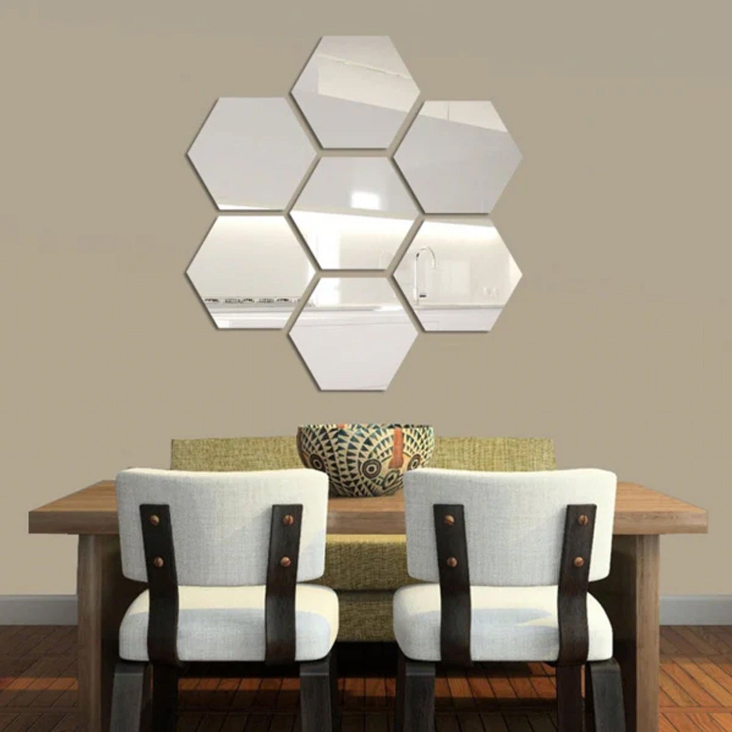 10PCs Hexagon Wall Mirror Sticker (4x4 inch)