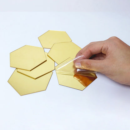 10PCs Hexagon Wall Mirror Sticker (4x4 inch)