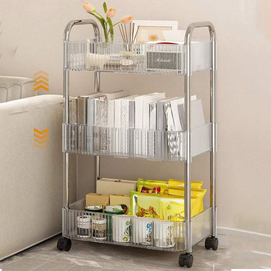 Frosted Acrylic 3-Tier Trolley With Movable Wheels