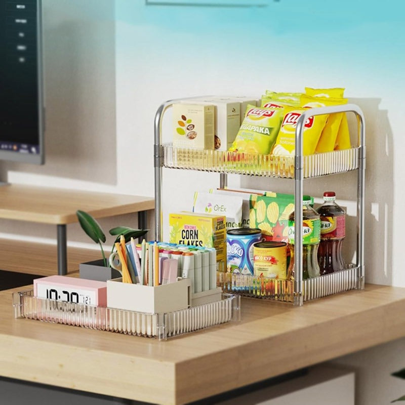 Frosted Acrylic 3-Tier Trolley With Movable Wheels