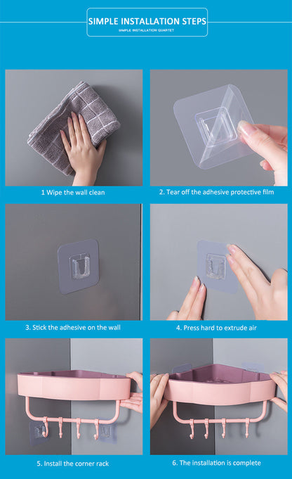Self Adhesive Punch-Free Bathroom Shelf Storage Rack.