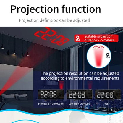 LED Digital Alarm Clock with Projection Time