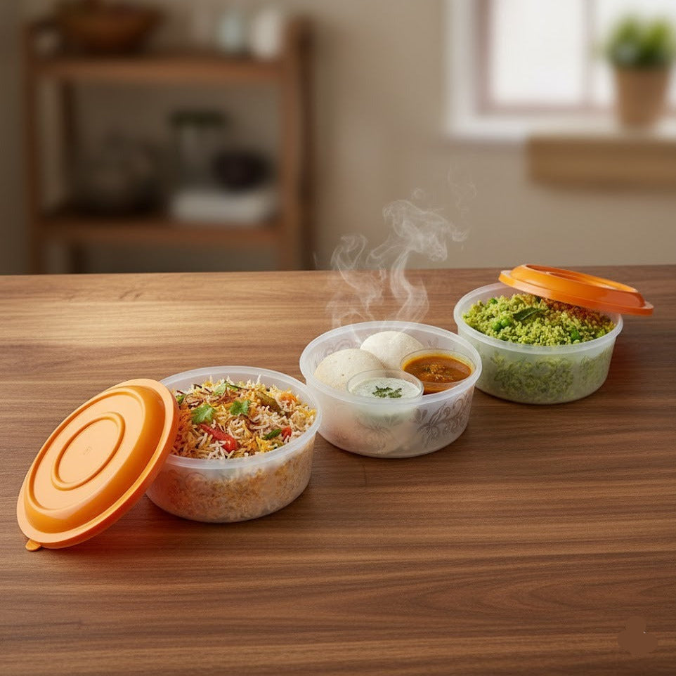 Pack Of 6 - Plastic Round Food Container