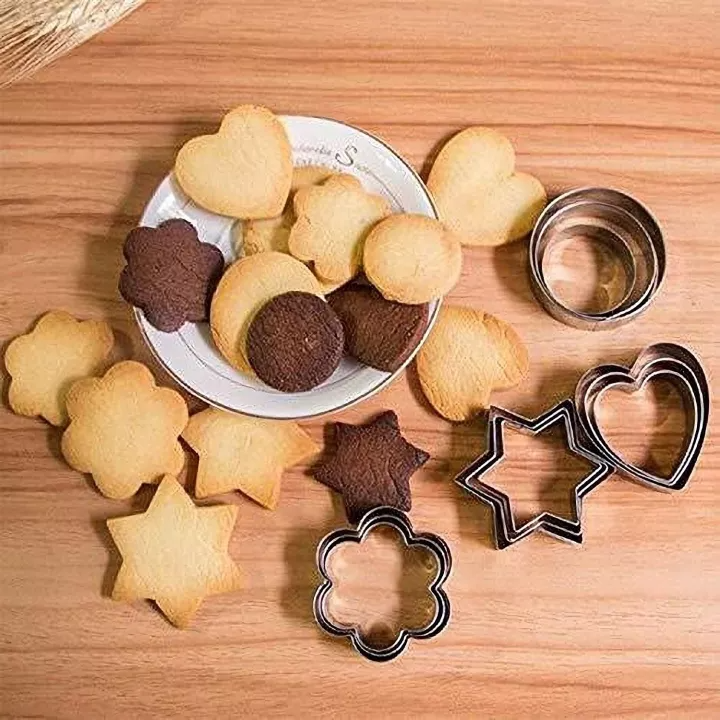 Cookie Cutters Shapes Baking Set12PCS Flower, Round, Heart, Star Shape.