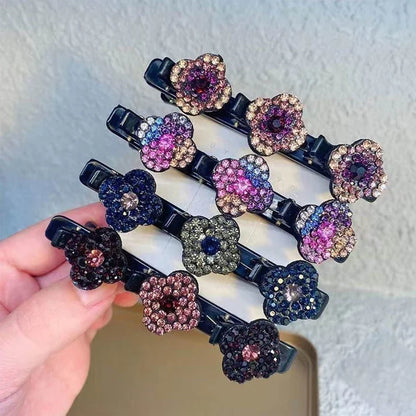 Sparkling Crystal Stone Braided Hair Clips