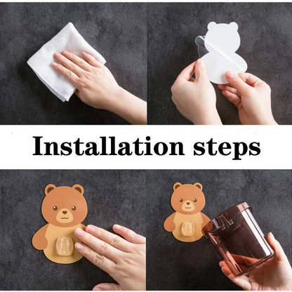 Wall Mounted Cute Bear Shape Toothbrush Holder